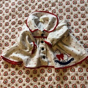 Vintage 80s Mushroom Rocking Horse Shirt Dress Baby Girl Size 12 months